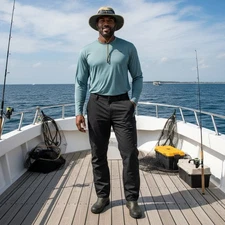 Huk Pants Mens Sz 34 Black Performance Fishing Outdoor Zip Pockets Gorpcore