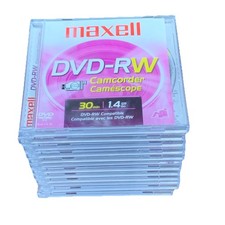 Maxell DVD-RW Camcorder Discs Lot of 12 NEW 30 min 1.4 GB Blank Recordable 8 cm