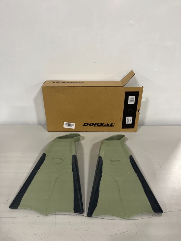 Dorsal Performance Bodyboard Fins Size Large in Army Green/Charcoal-NEW