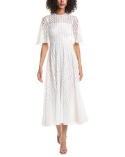 Valentino Embroidered Lace Midi Dress Women's White 46