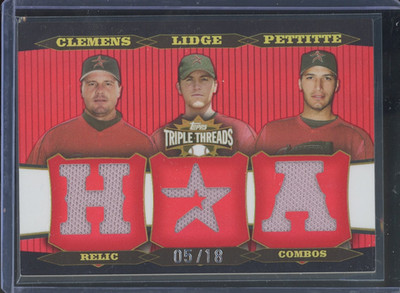 2006 Topps Triple Threads CLEMENS LIDGE PETTITTE #TTRC-148 Red Astros Relic /18