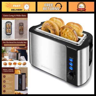 4-Slice Long Slot Toaster with Extra Wide Slots for Bagels & Texas Toast | 6 Bro