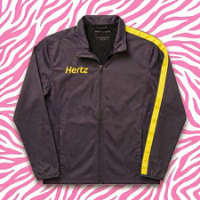 Hertz Men s Full Zip Jacket Gray Yellow with Yellow Stripe Uniform Workwear