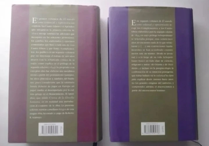LIBROS FILOSOFÍA. ARTHUR SCHOPENHAUER. EL MUNDO COMO VOLUNTAD Y REPRESENTACIÓN. - Imagen 2 de 4