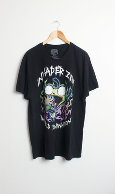 Invader Zim Shirt Mens Large Black World Domination Graphic Nickelodeon Tee