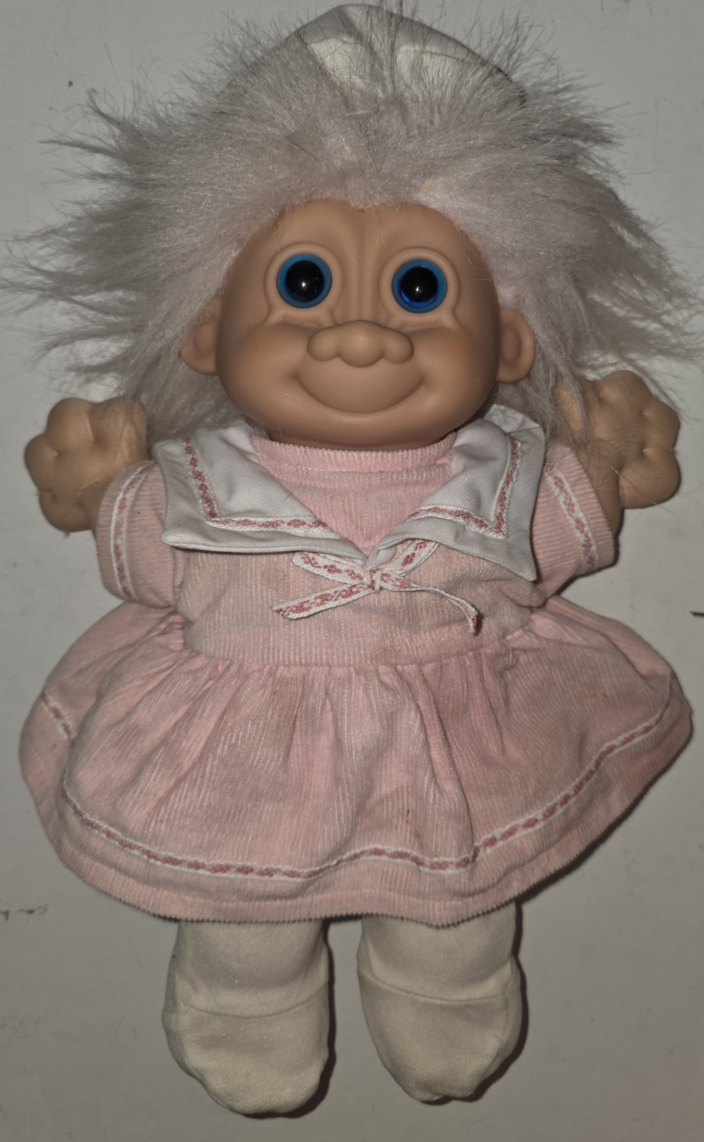 Vintage 11" Russ Troll Plush Doll Soft Body Light Pink Hair 