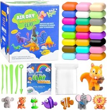Air Dry Clay for Kids –24 Color Modelling Clay Kit with 5 Clay Tools and Booklet
