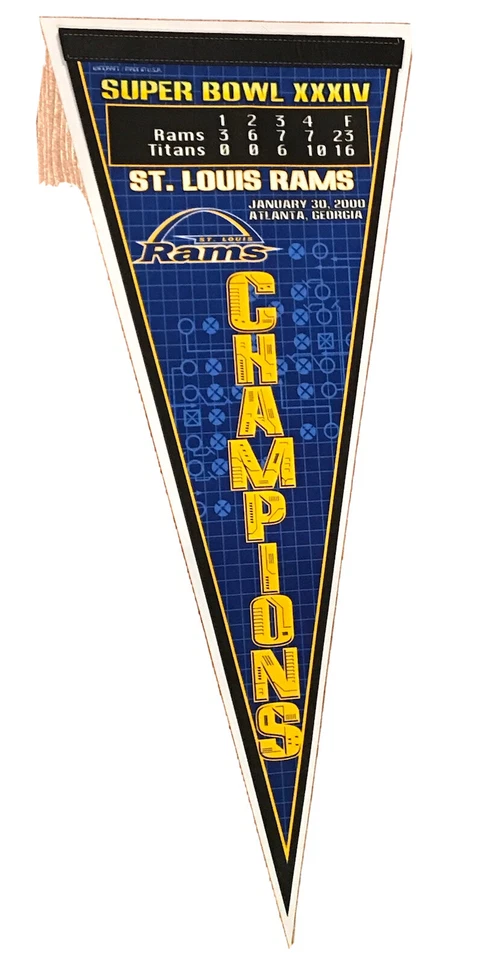 Banderín de colección St. Louis Rams y manga Ultra Pro Super Bowl XXXIV 34 EE. UU. Foto 2 de 4