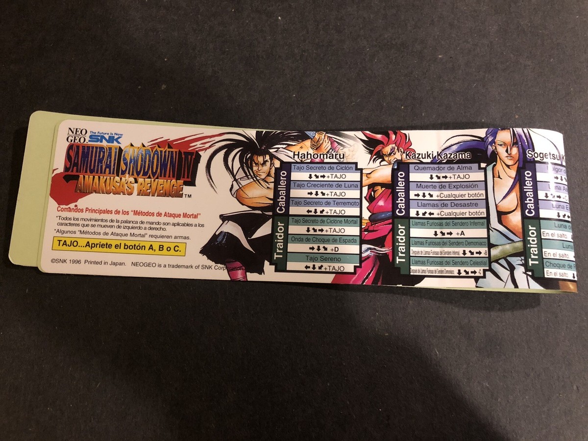 Mvs Instruction Sticker Samurai Shodown Arcade Neo Geo vinyl