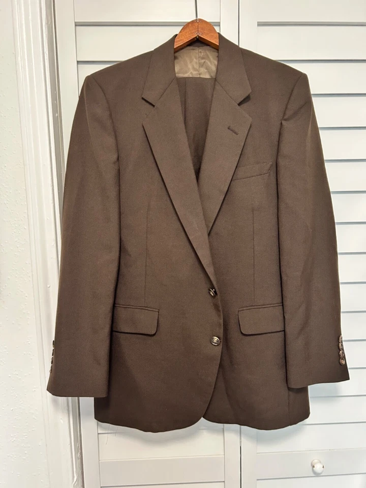 Pierre Cardin vintage 70s 80s brown polyester knit union made three piece suit 4 - Image 2 of 4