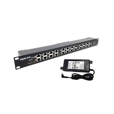 PoE Texas - PoE Injector - 12 Port Gigabit Passive Midspan Injector with 48V ...