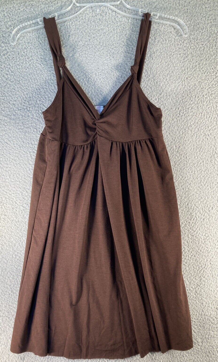 Hannah Women's Junior's Short Halter Dress Size Small Brown Raw Hem Stretch NWOT