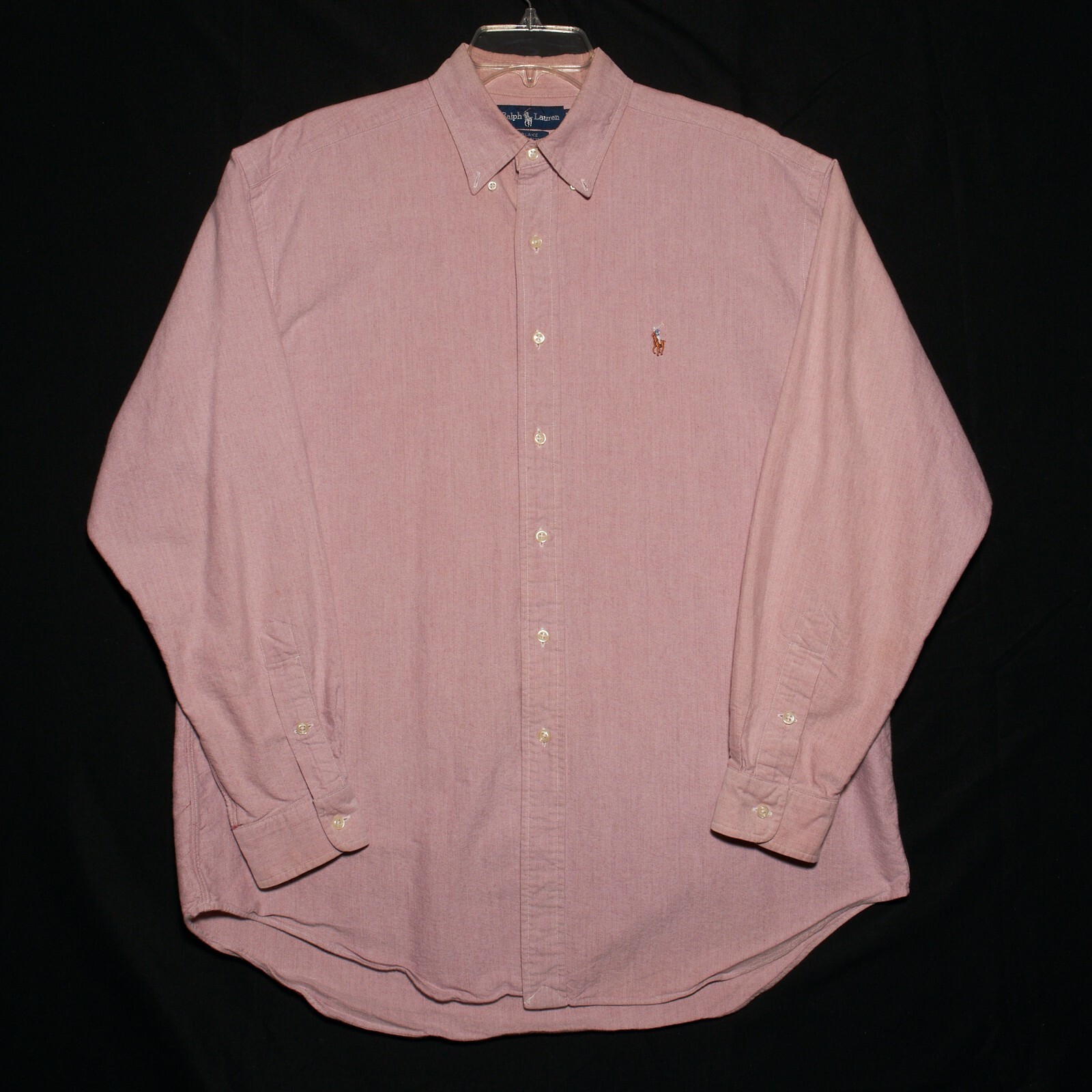 Ralph Lauren BLAKE long sleeve button down check shirt, men's size L cotton white type Vintage Second Hand