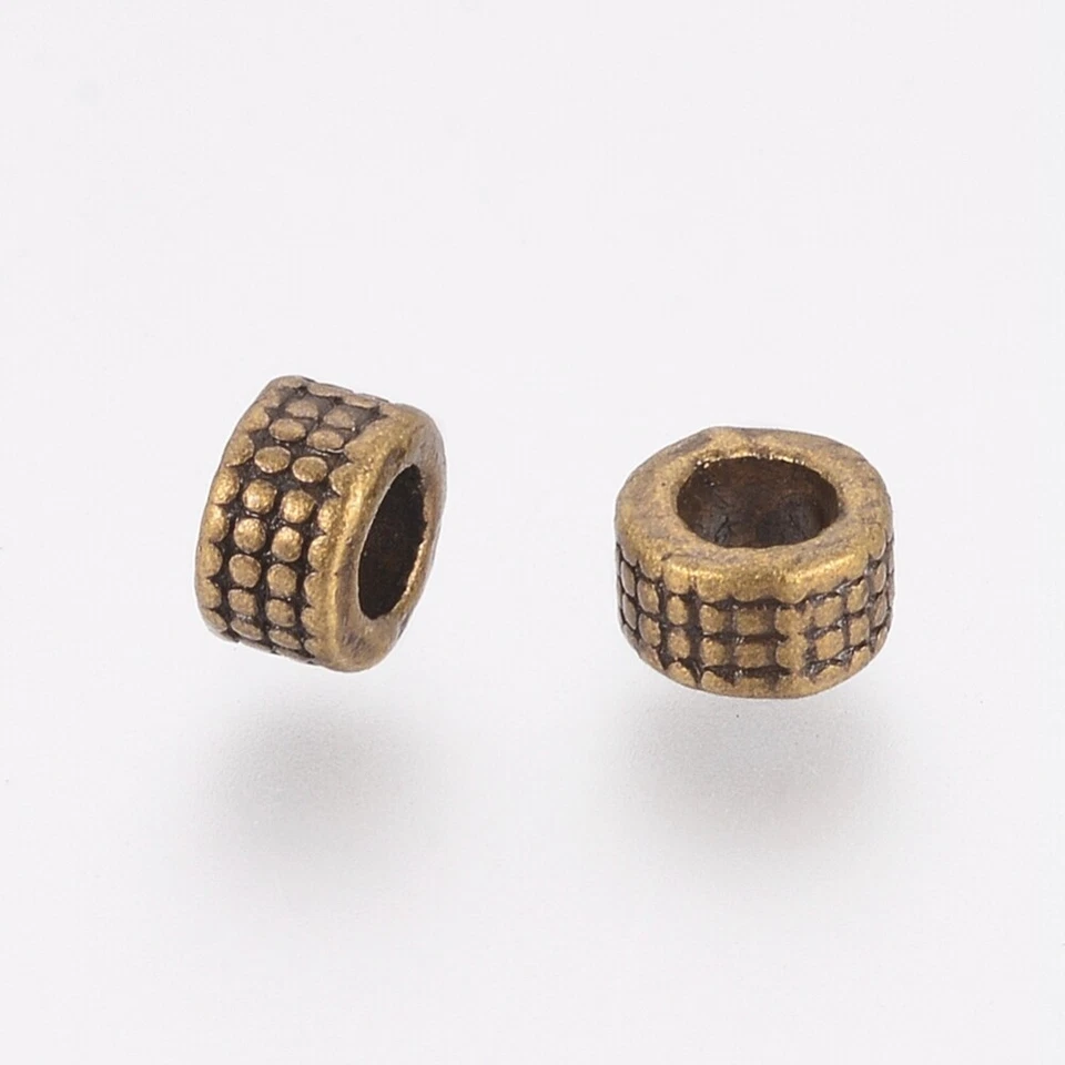 Bronze Spacer Beads Tibetan Style Tube Shape Patterned 5mm x 3mm 50pcs - Image 2 of 2