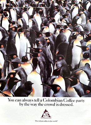 1989 COLOMBIAN COFFEE U Can Tell a CC Party by the Way Crowd is Dressed PRINT AD