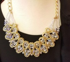 GORGEOUS AUTHENTIC HAND CUT CUTGLASS LEAD CRYSTAL BEADS CHOKER NECKLACE 20"