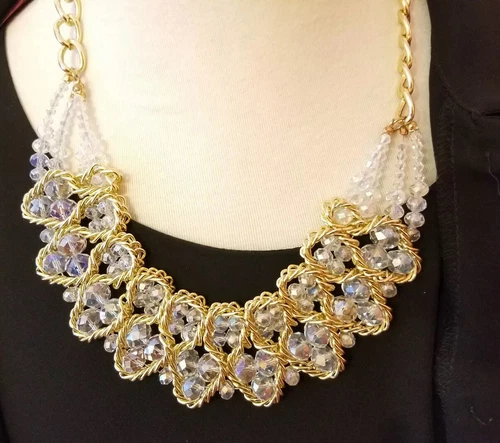 GORGEOUS AUTHENTIC HAND CUT CUTGLASS LEAD CRYSTAL BEADS CHOKER NECKLACE 20"