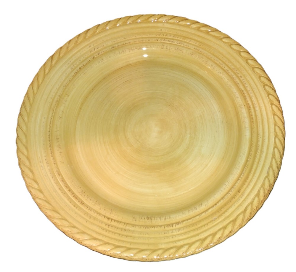 Z Gallerie Lucca Hand-Painted Pasta Chop Plate with Rope Rim 13.25 Inches