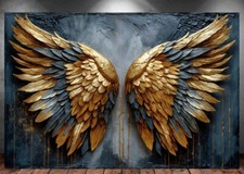 LEINWAND BILD ER XXL ABSTRAKT ENGELSFLÜGEL FLÜGEL ENGEL GOLD WAND POSTER P858