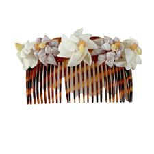 ESTATE FRENCH 1980s WOMAN LARGE SEASHELL HAIR COMB 2.5" x 4"
