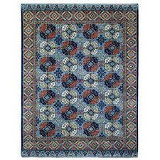 9'8" x 12'4" Hand Knotted Blue Afghan Ersari Afghan Wool Oriental Rug R70321