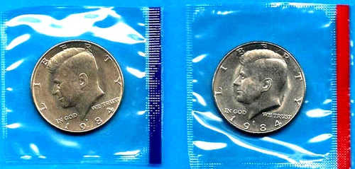1984 P D Kennedy Half Dollars~ Uncirculated in Original Mint Cello