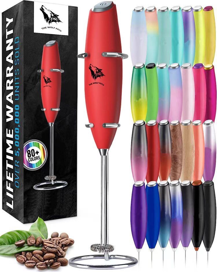 Milk Frother Handheld - Mini Foamer for Esspreso  - Double Whisk Drink Mixer-image