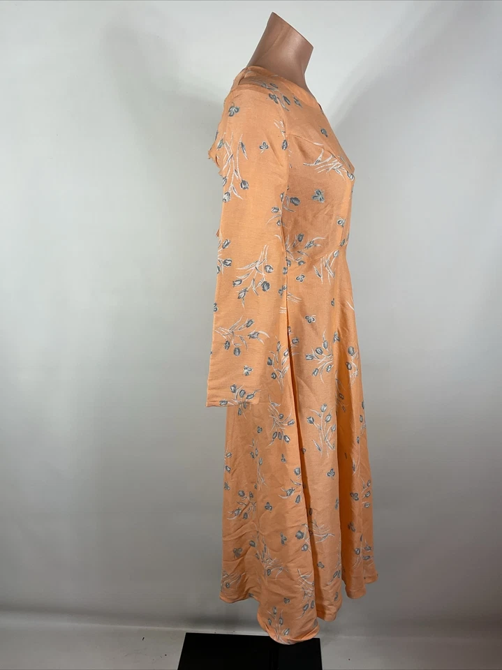 Винтажный 60-х 70-х кафтан психоделический мод платье хиппи фестиваль персиковый цветочный S/M - Изображение 4 из 4