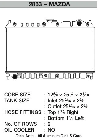 CSF Racing Performance Radiator Down Flow Aluminum Core For Mazda Miata 99-05 L4 Foto 4 de 4