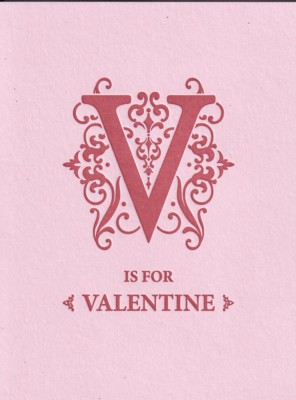 PAPYRUS VALENTINES CARD NIP MSRP $6.95 LETTERPRESS V CARD (N5)