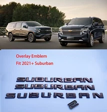 3P Gloss Black Door Rear Suburban Overlay Emblem letter 2021+ Chevrolet Suburban