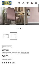 VITTSJÖ Laptoptisch, weiß/Glas, 100x36 cm