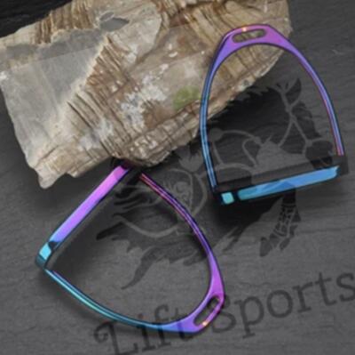 5'' Rainbow Multi Color Horse Riding Safety Stirrups Irons Gloss Fillis English 