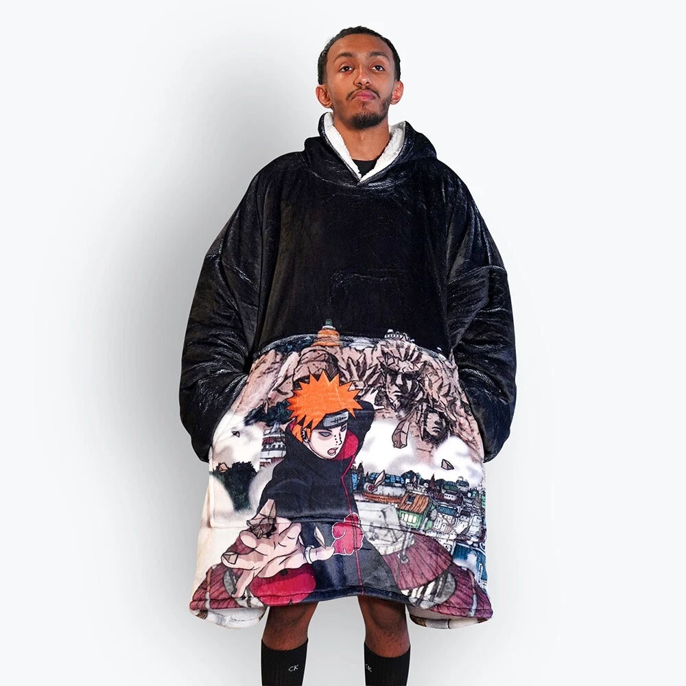 Pain Narutoo Oversized Blanket Hoodie Black