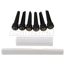 Bone Bridge Saddle Nut Ebony Pin Set for 6 String Classical Guitar Part