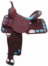 Barrel Style Saddle Turquoise Leather Laced Arrow Trim Full QH Bars 15" 16" NEW