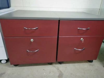 Pair Of 2 Drawer Wooden Filing Cabinets Under Desk Drawers