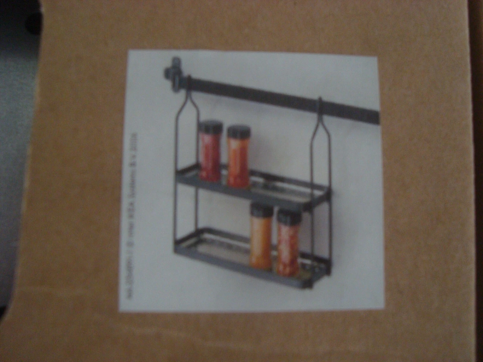 IKEA Hanging Shelf Spice Rack 2 Tier Black Metal Kroken Kitchen Organizer - NEW