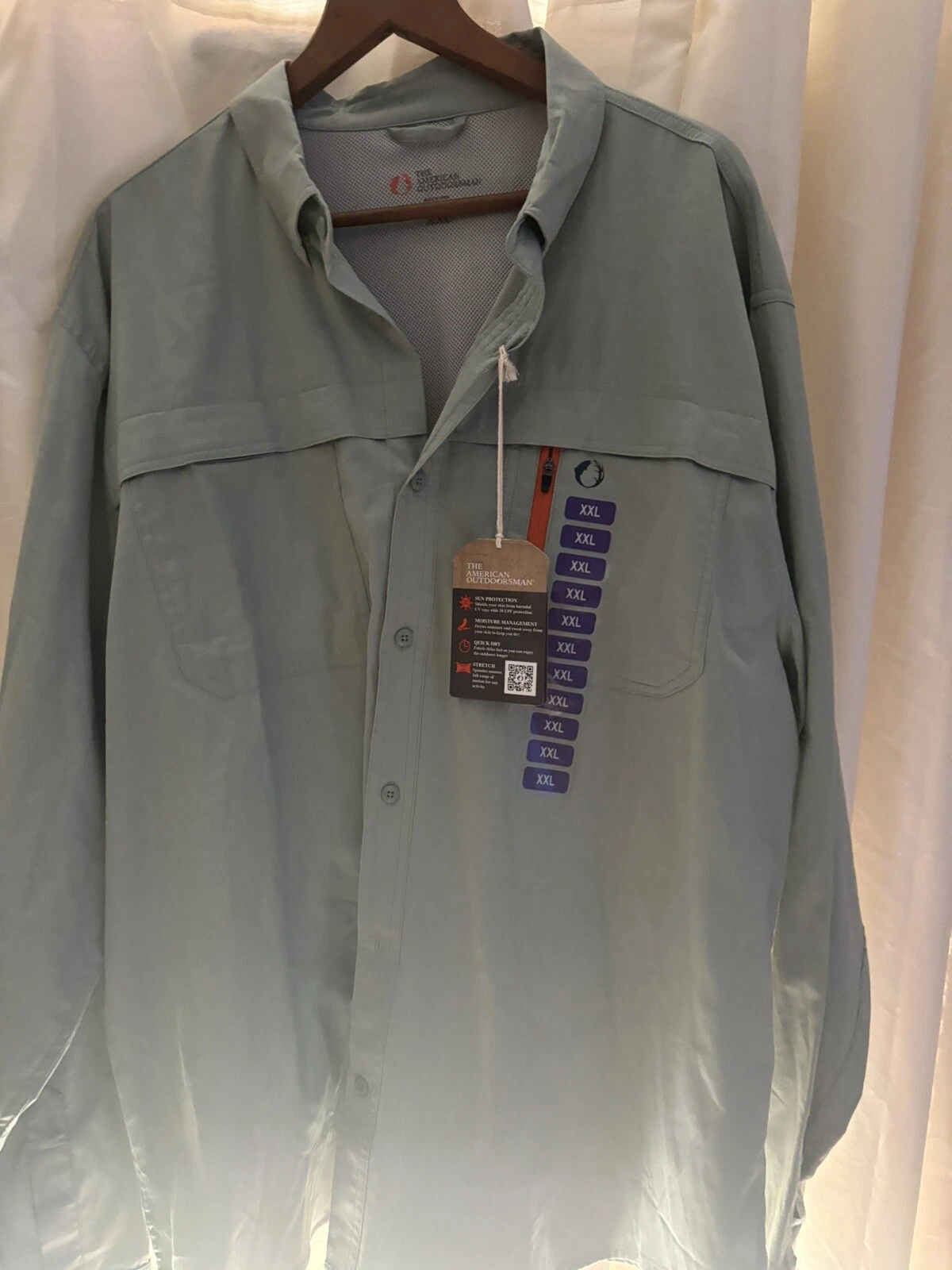 The American Outdoor Man XXL Long Sleeve Vented Shirt Roll Up Tab Sleeves New