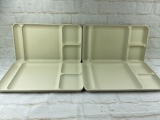 Tupperware Divided Trays (4) Stackable Lunch Almond 1535 Made in USA Vintage