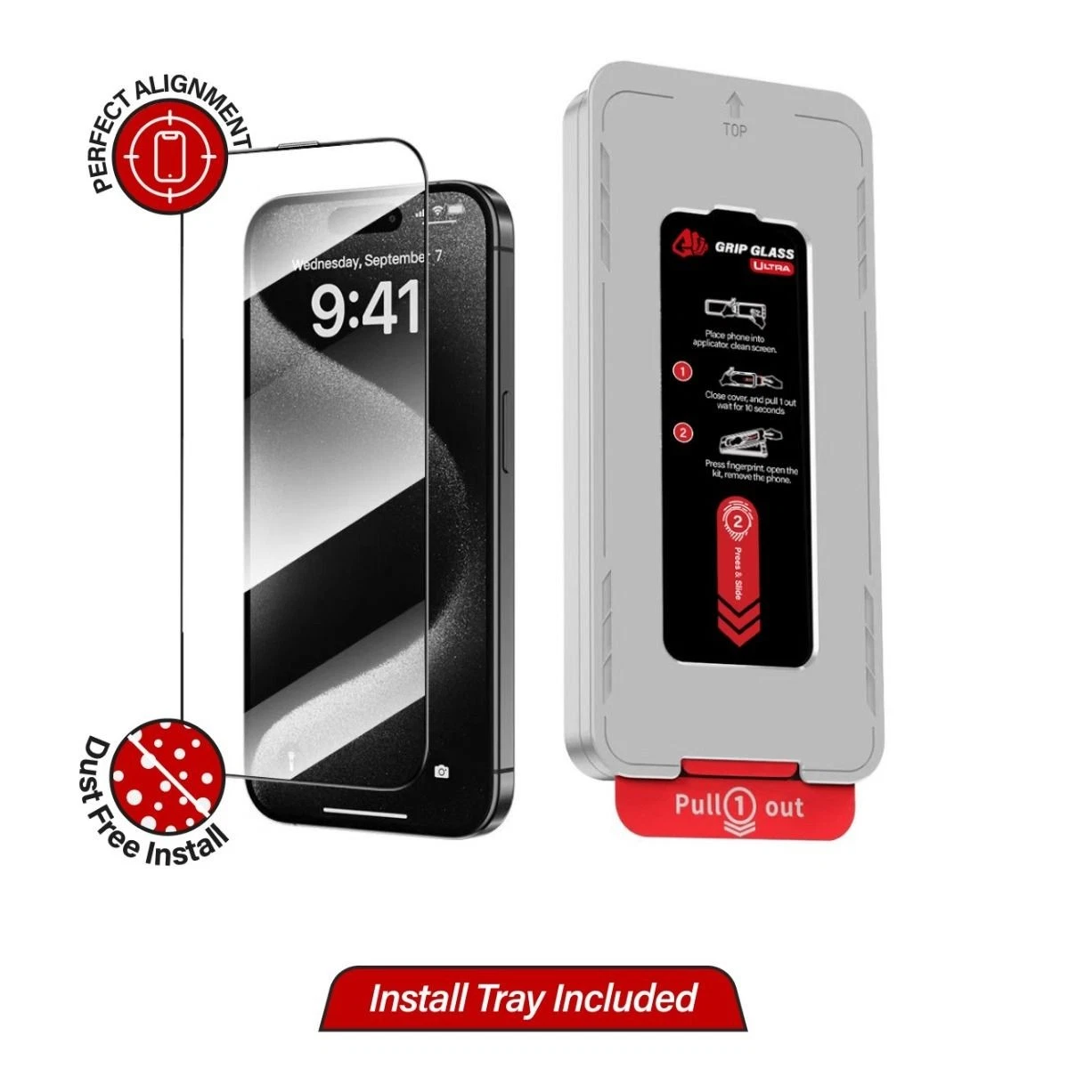 GRIP Ultra Tempered Glass Screen Protector for Apple iPhone 16 Pro Max 2 Pack