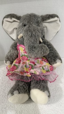 Build A Bear Gray Elephant 17 In Tall Has Laughing Baby Sound W/BAB Dress  