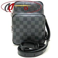 LOUIS VUITTON Damier Graphite Black Rem Shoulder Bag Gray