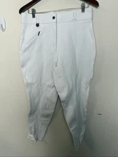 Royal Highness White Equestrian Riding Breeches Full Seat Size 34R Stretch Horse