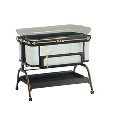 Baby Bassinet Bedside Crib 3-in-1 Bassinet Bedside Sleeper Black Wood Grain