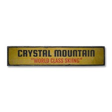 World Class Skiing, Custom Mountain - Rustic Distressed Wood Sign