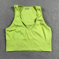 90 Degress Womens Rib Seamless Highline Tank Top Yellow Green Size L
