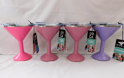 NEW Orca TINI Martini Glasses Double Insulated Stainless Steel Flip Lid 13oz s16
