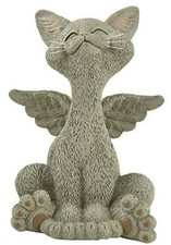 5" Bereavement Cat Angel Figurine   Resin Memorial Kitty Statue with Wings Gray