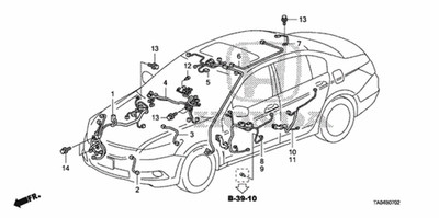 Genuine Honda Sub-Wire Harness Audio (Include Sub-Feeder) 32118-TA5-A00